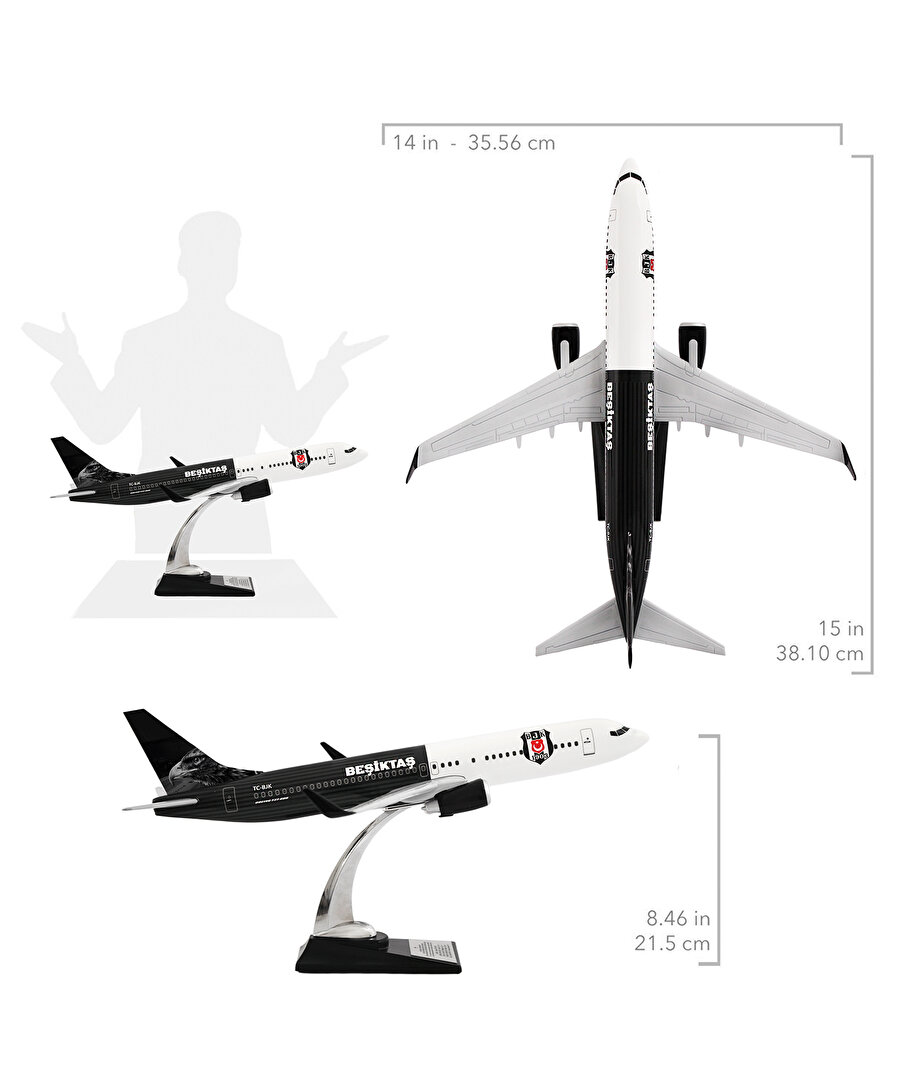 BEŞİKTAŞ ÇİZGİLİ MAKET UÇAK ZEKUPP BOEİNG 737-800 UCK0225