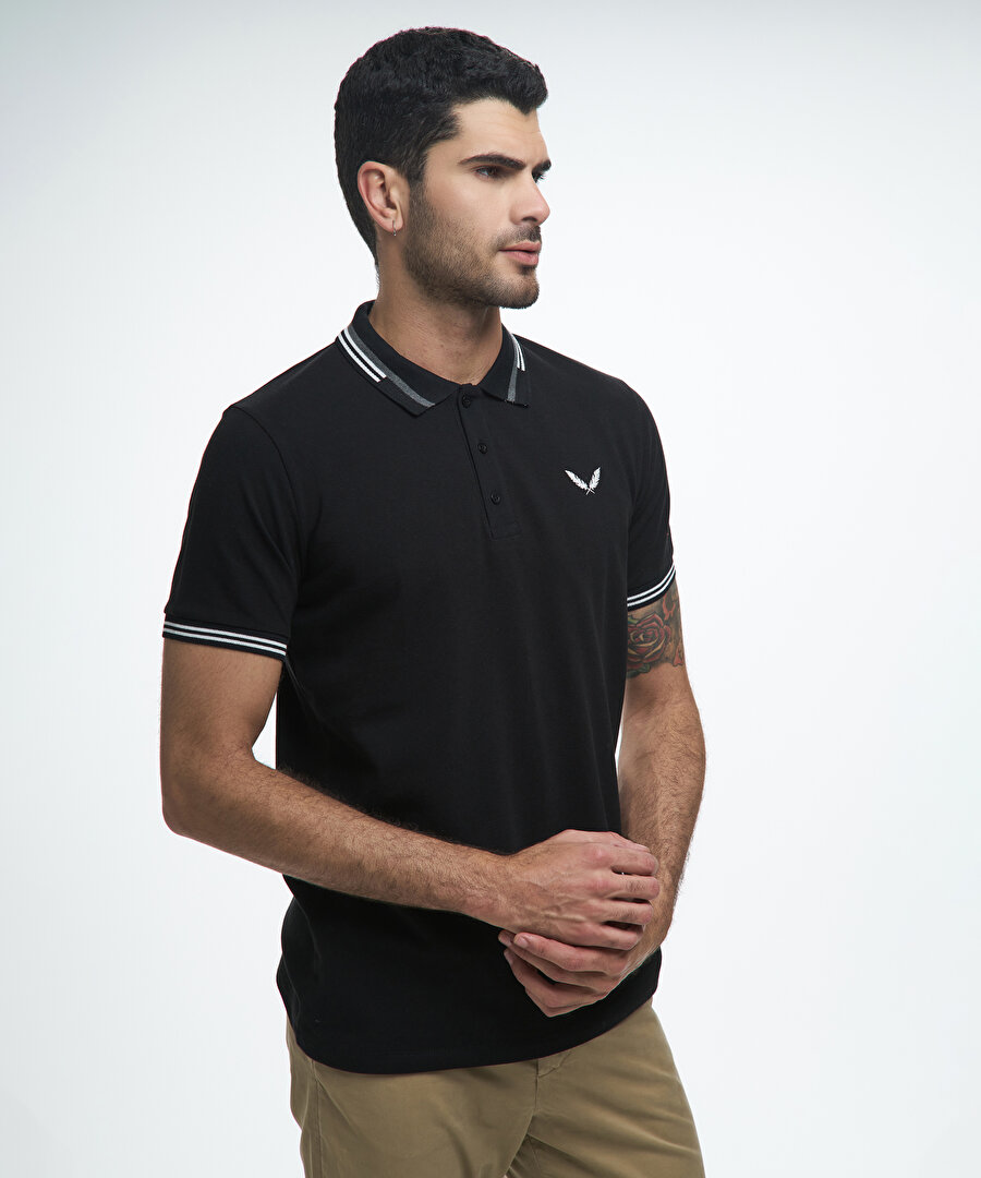 BEŞİKTAŞ KANAT NAKIŞLI ERKEK POLO T-SHIRT 7122150