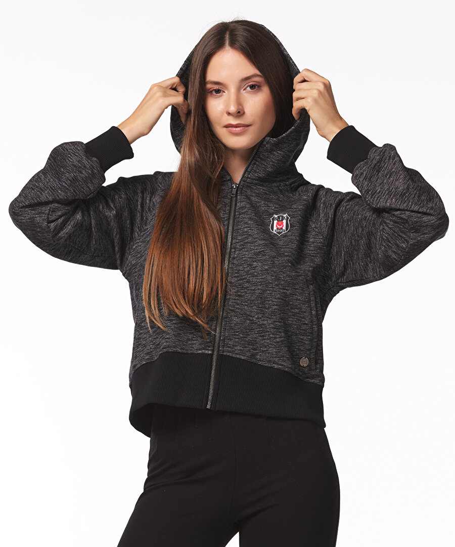 BEŞİKTAŞ KADIN KAPÜŞONLU FERMUARLI SWEATSHIRT 8425246T3