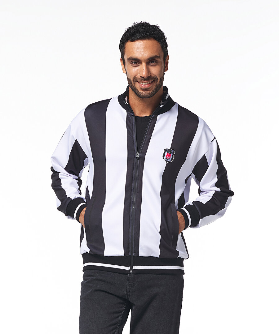 BEŞİKTAŞ ERKEK ÇUBUKLU FERMUARLI SWEATSHIRT 7425247T3