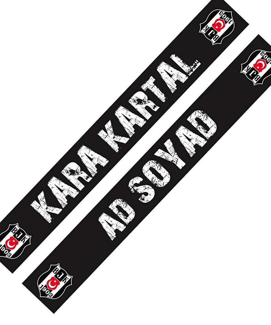 BEŞİKTAŞ İSME ÖZEL SATEN ATKI - KARA KARTAL